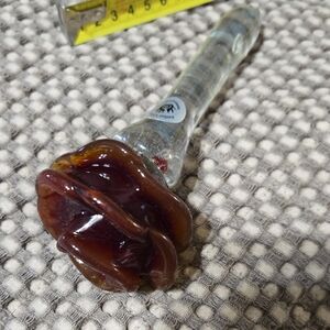 Handcrafted Amber's Glass ROSE Red Swirl